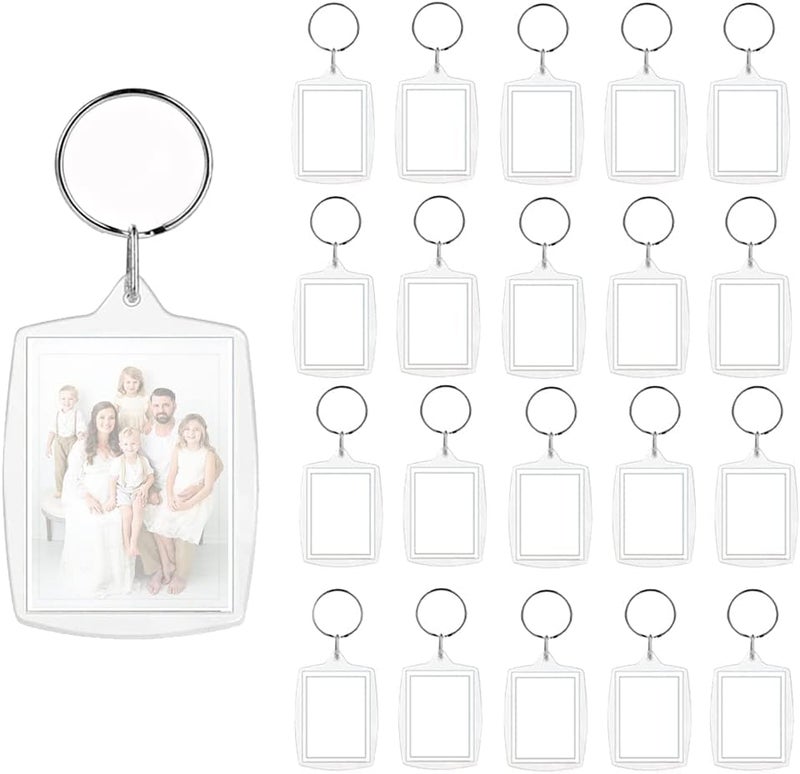 BetterJonny 20Pcs Acrylic picture Keychain Blanks Photo Keychain Clear in Photo Keychain Acrylic Picture Frame Keyrings - Image 1
