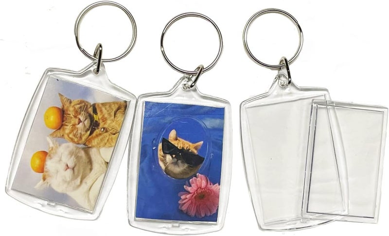 BetterJonny 20Pcs Acrylic picture Keychain Blanks Photo Keychain Clear in Photo Keychain Acrylic Picture Frame Keyrings - Image 3