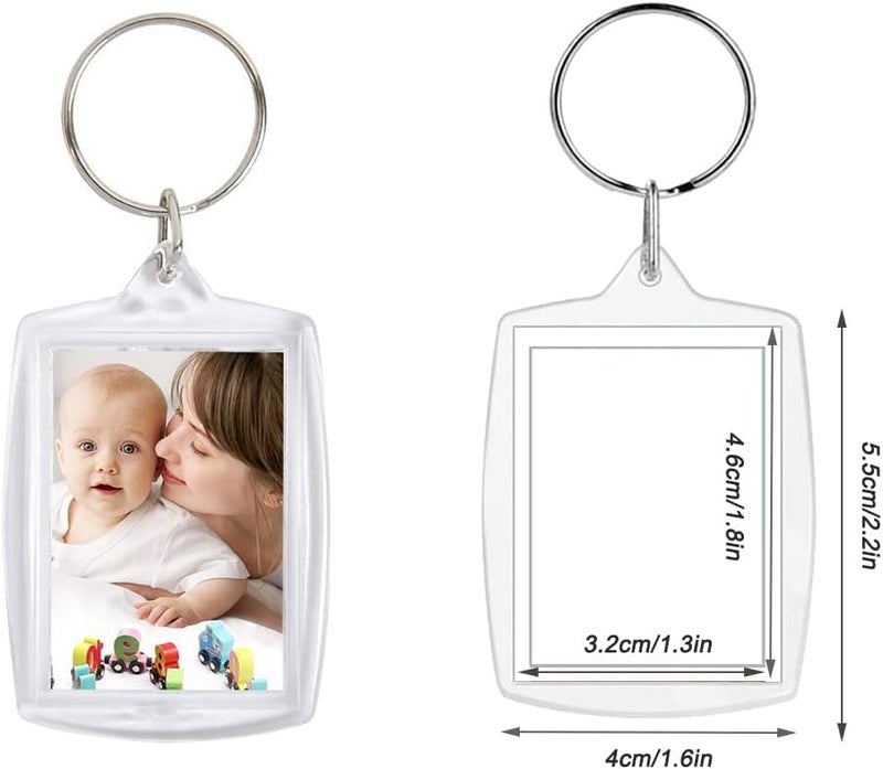 BetterJonny 20Pcs Acrylic picture Keychain Blanks Photo Keychain Clear in Photo Keychain Acrylic Picture Frame Keyrings - Image 2
