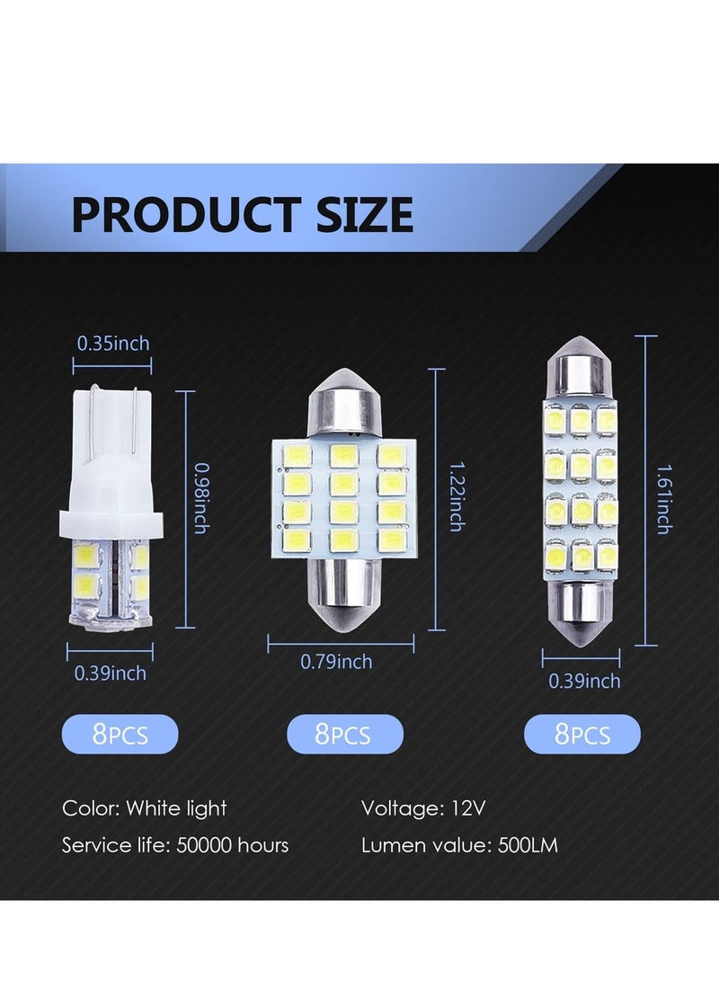 MUNTAQI LED Car Bulb Kit, Bright White Lnterior Car Lights, Compatible with T10, 31mm, and 42mm Festoon Sockets, Ideal for Map Lights, License Plate Lights, Trunk Lights, 24-Pack - Image 2
