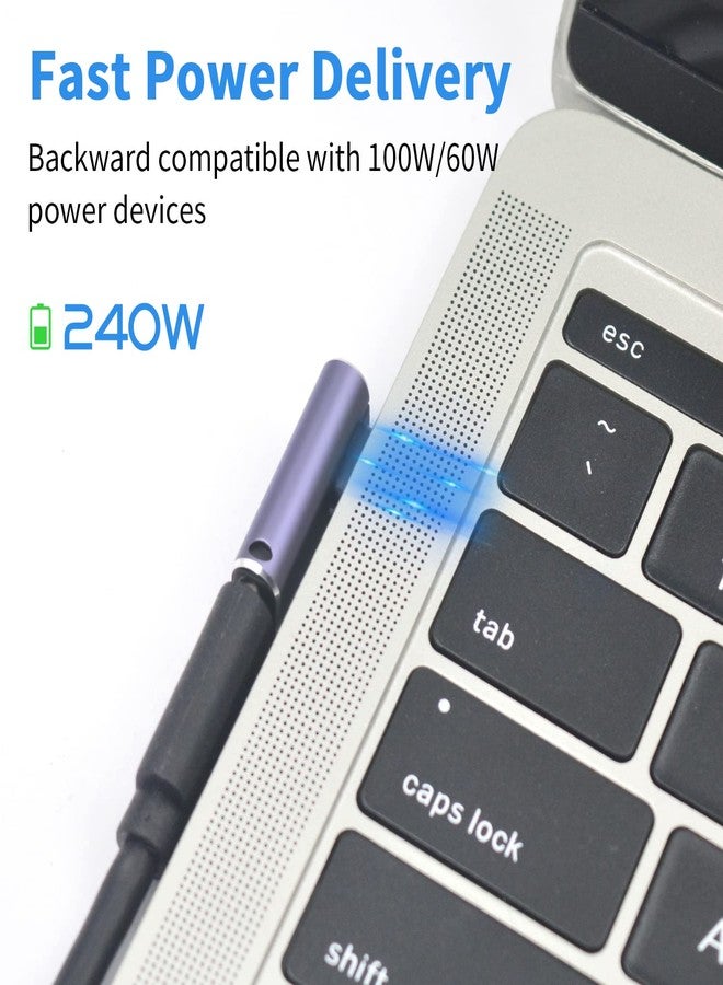 Poyiccot USB C Right Angle Adapter 240W, Right Angle 90 Degree USB C Male to Female Extender Support 40Gbps Data Transfer, 8K Video with LED Light for ipad, MacBook, Tablet, Phone, 2pcs - Image 2