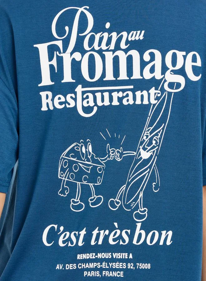 Styli Oversized Back Graphic Print Longline T-Shirt