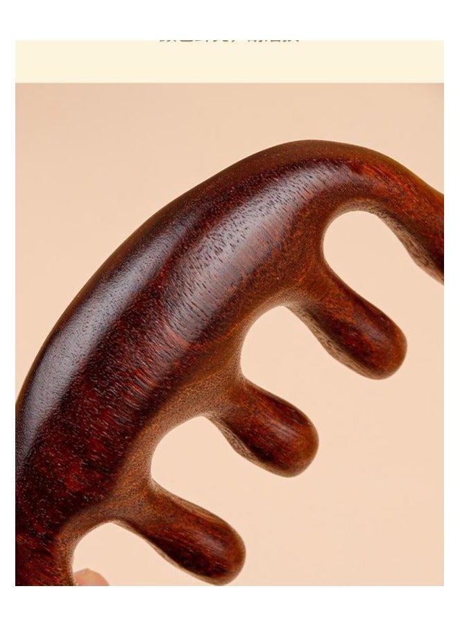 إسكدنيا Wooden Massage Comb 100% Natural Handmade Pure wood Five-tooth Meridians Comb Scalp Massager Comb No Static Wide Tooth Comb for Head Scalp Comb Meridians Scraping Massage Tool (Plain style) - Image 2