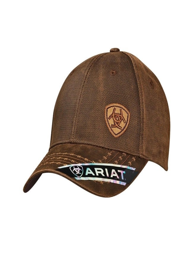 ARIAT Men's Oilskin Corner Logo Cap, Brown, One Size - Image 1