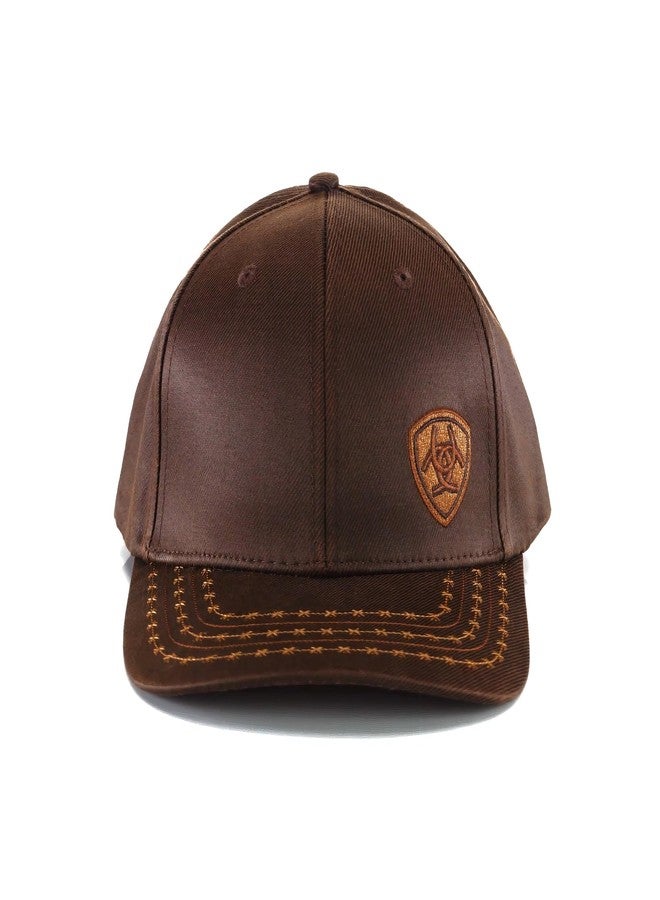 ARIAT Men's Oilskin Corner Logo Cap, Brown, One Size - Image 2
