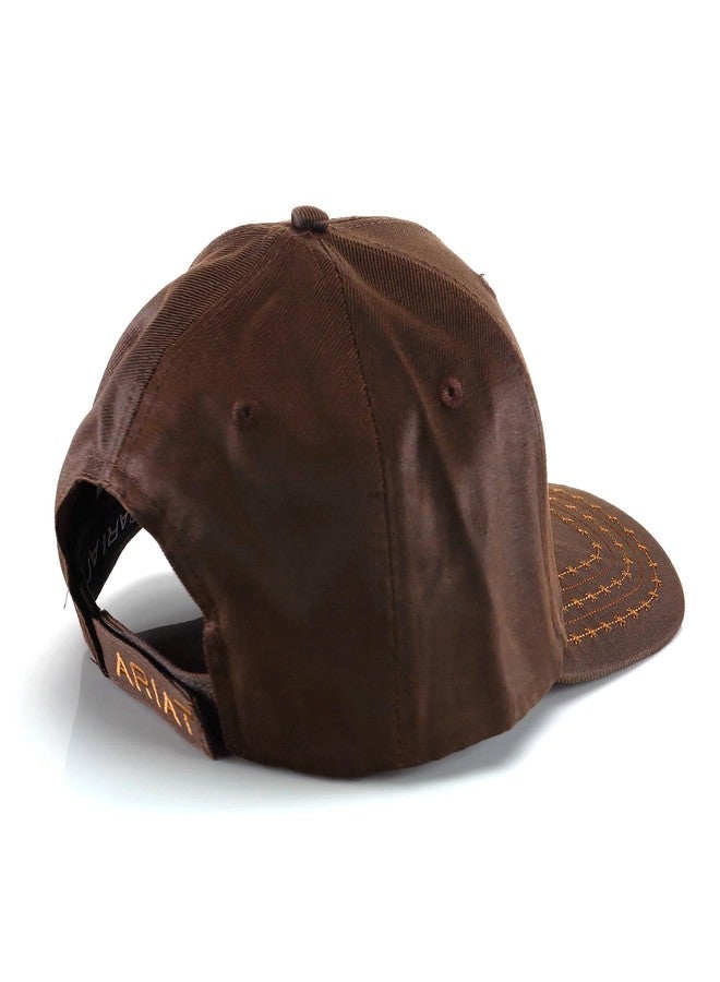 ARIAT Men's Oilskin Corner Logo Cap, Brown, One Size - Image 4