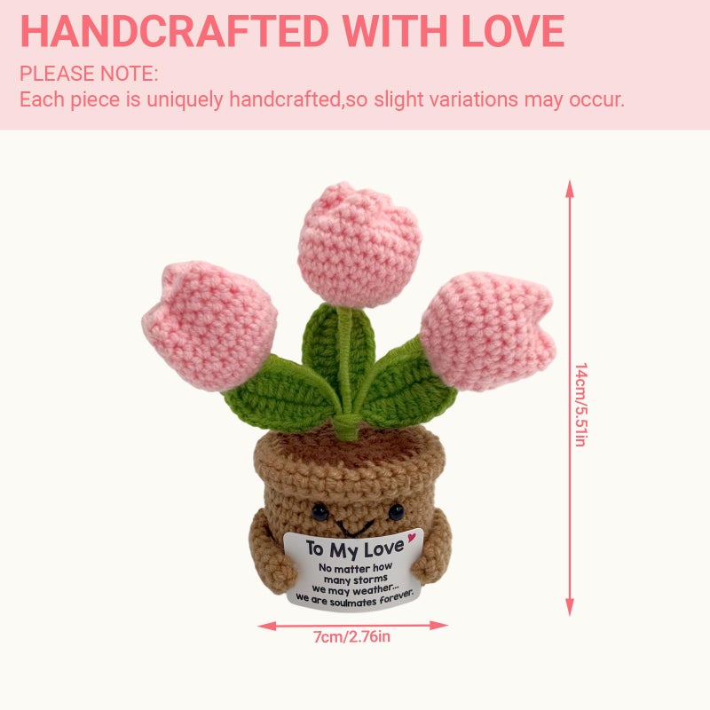 Fmcmly Handmade Crochet Tulip Flower, to My Loveï¼ŒRomantic Gift for Boyfriend Girlfriend, Anniversary Valentine's Day Present for Wife Husband, Christmas Couples Gift Idea - Image 3
