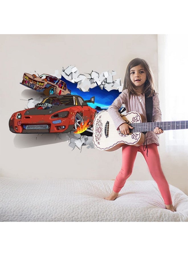SUPERDANT 3D Cool Racing Car Wall Decal Colorful Track Racing Vinyl Wall Stickers Removable Wall Art For Children'S Room Nursery Kindergarten Racing Fan Gifts Wall Decoration - Image 4