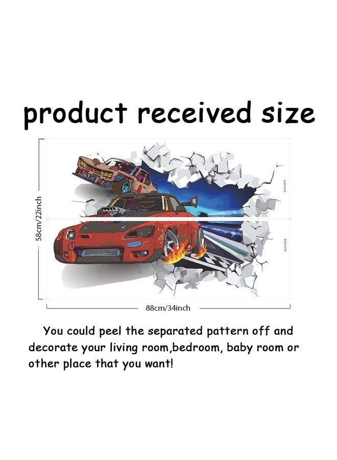 SUPERDANT 3D Cool Racing Car Wall Decal Colorful Track Racing Vinyl Wall Stickers Removable Wall Art For Children'S Room Nursery Kindergarten Racing Fan Gifts Wall Decoration - Image 2