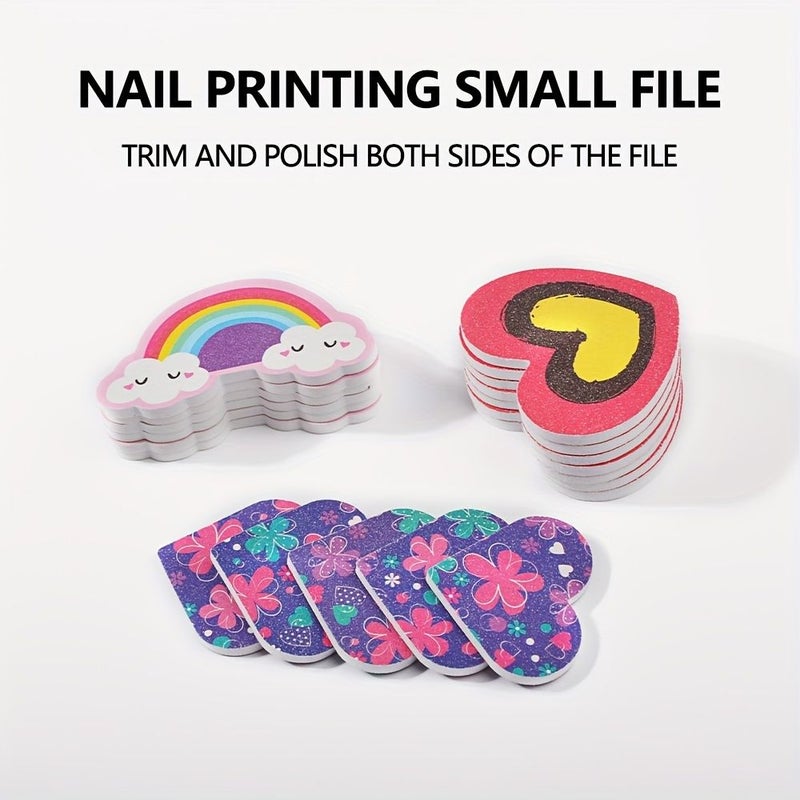 20Pcs Little Flower Love Sponge Nail Files Heart Shaped Double Ended Polishing Manicure Set - Image 1