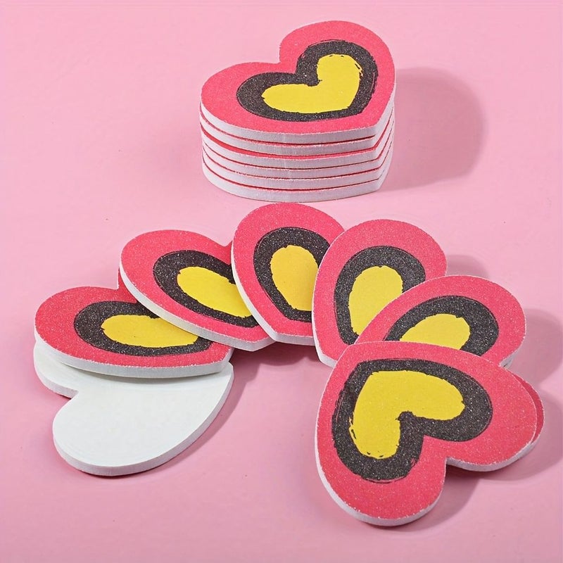 20Pcs Little Flower Love Sponge Nail Files Heart Shaped Double Ended Polishing Manicure Set - Image 3