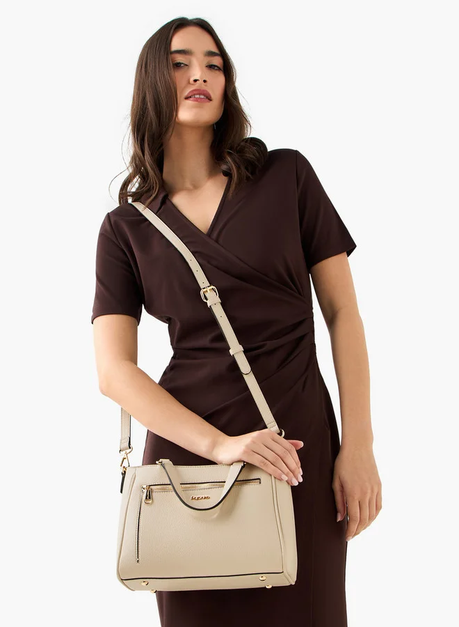 بابريكا Solid Tote Bag with Adjustable Shoulder Strap and Zip Closure