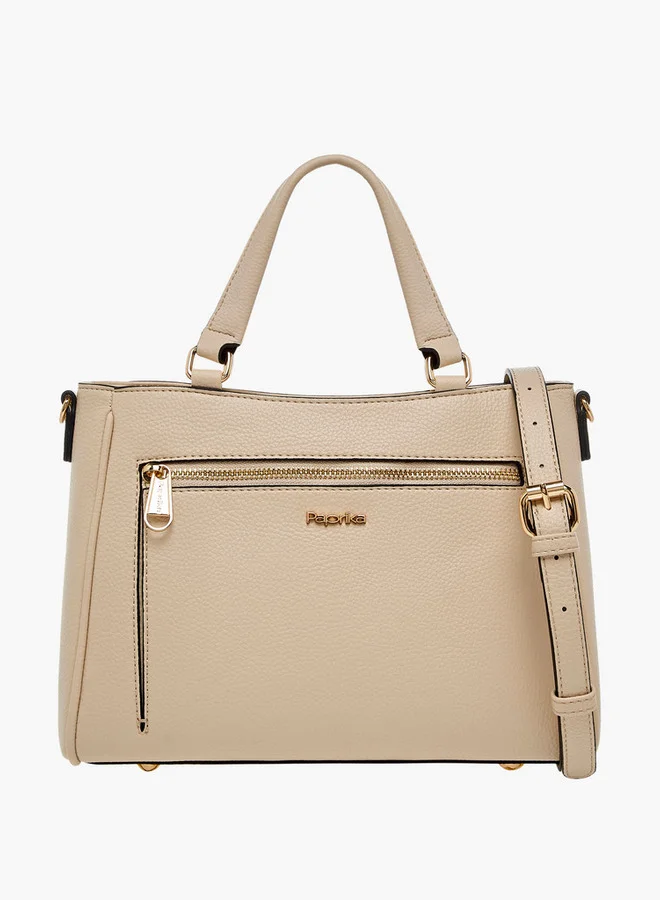 بابريكا Solid Tote Bag with Adjustable Shoulder Strap and Zip Closure