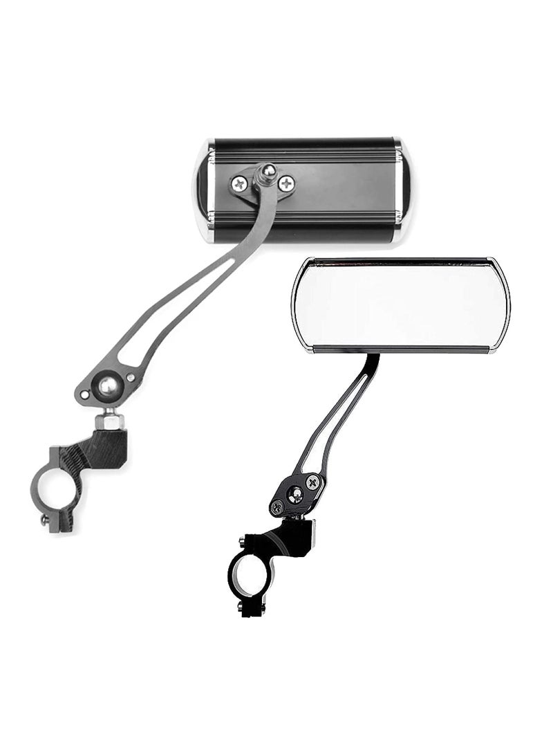 عربست مرآة دراجة بمقود - زوج من مرايا الدراجات التي تدور 360 درجة، مرآة زجاجية فائقة التحدب لرؤية واسعة، مرآة الرؤية الخلفية للدراجات الكهربائية والدراجات الجبلية والدراجات ذات التروس الثابتة (أسود) - Image 2