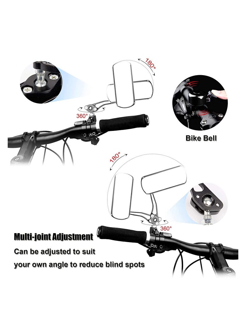 عربست مرآة دراجة بمقود - زوج من مرايا الدراجات التي تدور 360 درجة، مرآة زجاجية فائقة التحدب لرؤية واسعة، مرآة الرؤية الخلفية للدراجات الكهربائية والدراجات الجبلية والدراجات ذات التروس الثابتة (أسود) - Image 3