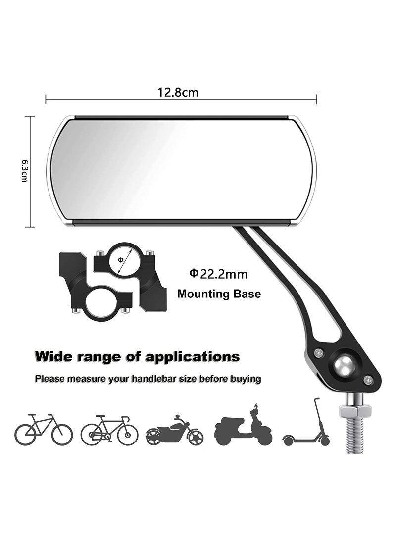 عربست مرآة دراجة بمقود - زوج من مرايا الدراجات التي تدور 360 درجة، مرآة زجاجية فائقة التحدب لرؤية واسعة، مرآة الرؤية الخلفية للدراجات الكهربائية والدراجات الجبلية والدراجات ذات التروس الثابتة (أسود) - Image 5
