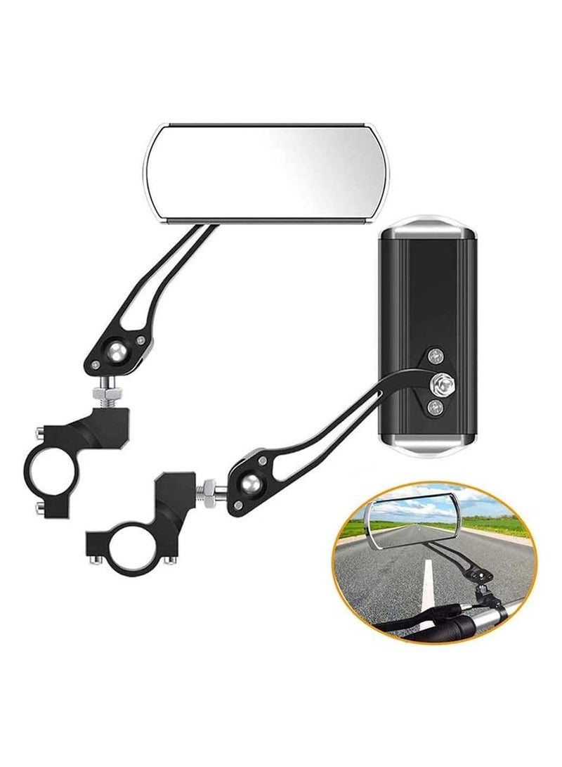 عربست مرآة دراجة بمقود - زوج من مرايا الدراجات التي تدور 360 درجة، مرآة زجاجية فائقة التحدب لرؤية واسعة، مرآة الرؤية الخلفية للدراجات الكهربائية والدراجات الجبلية والدراجات ذات التروس الثابتة (أسود) - Image 1