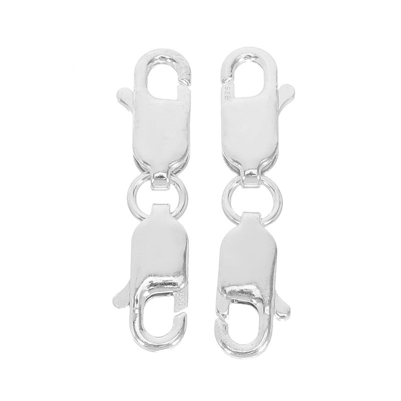 Sterling Silver Double Lobster Clasp Extender Connector with Jump Rings for Jewelry Making - Image 2