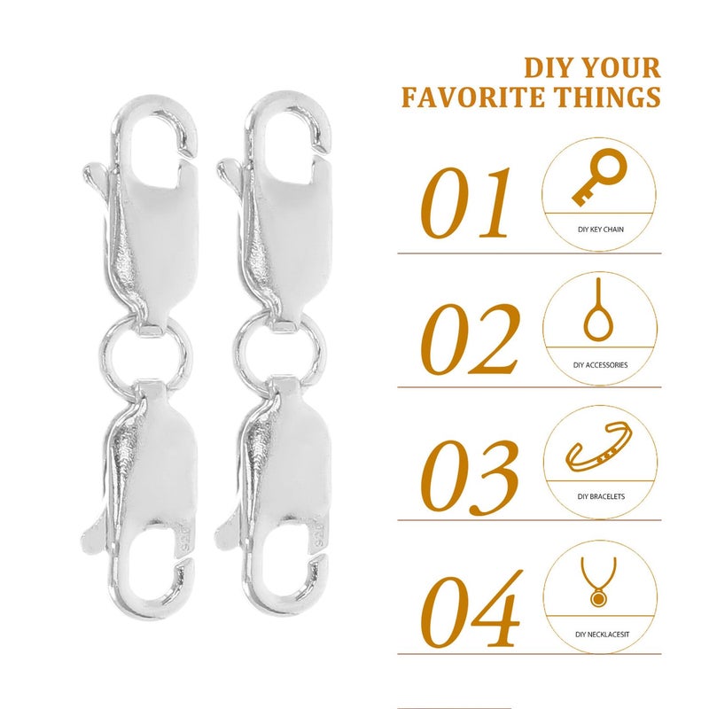Sterling Silver Double Lobster Clasp Extender Connector with Jump Rings for Jewelry Making - Image 5