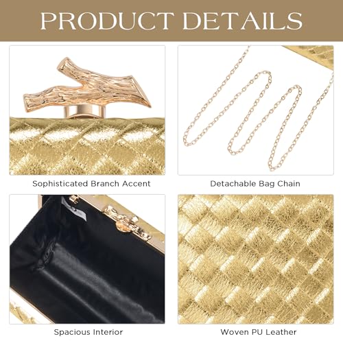 CHUNLI Clutch Purses for Women Evening/Wedding Chic Woven Bag Formal PU Leather Purse Designer Handbags for Women - Image 3