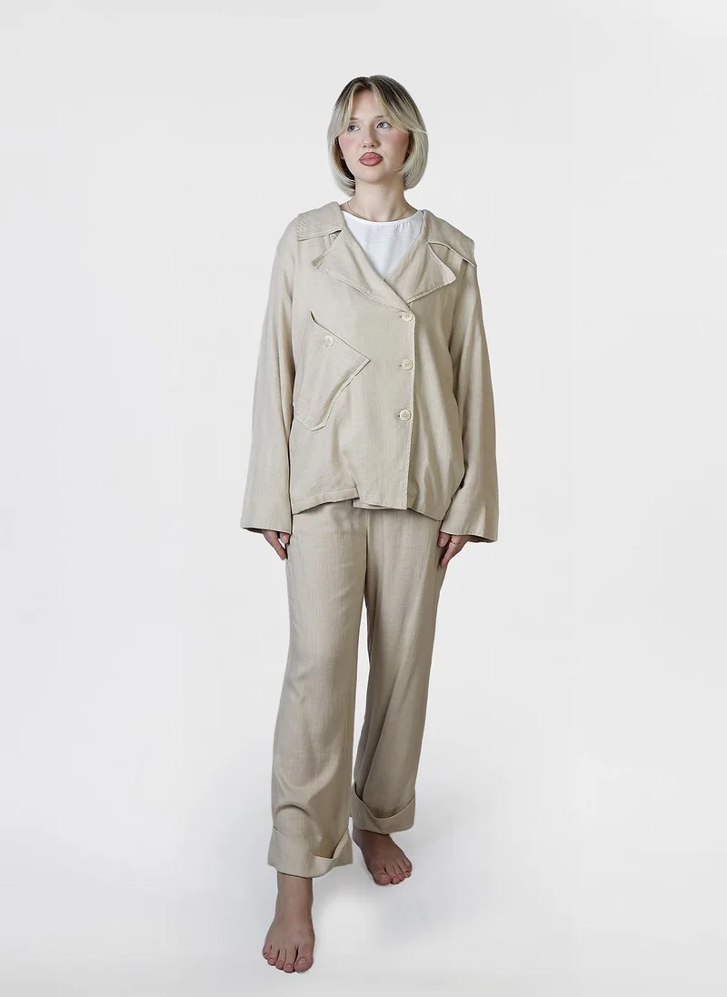 Jimmy Le Bond Linen Set of Button Down Jacket and Pants