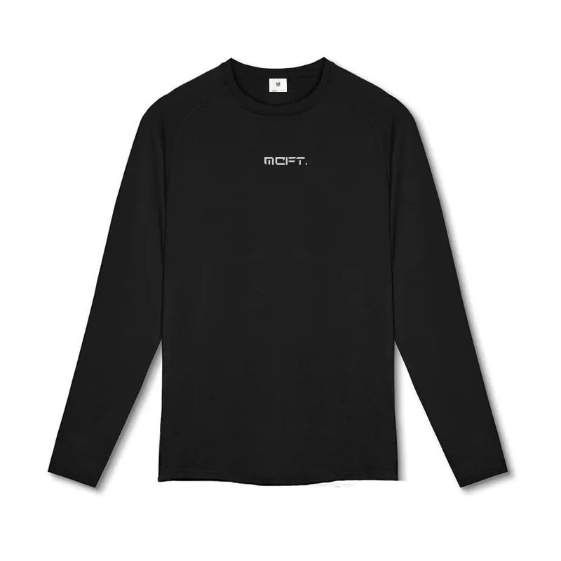 Men''s Casual Fitness Clothes Elastic Quick-drying Running T-shirt Autumn Long-sleeved Base Shirt and Round Neck Breathable Top - Image 5