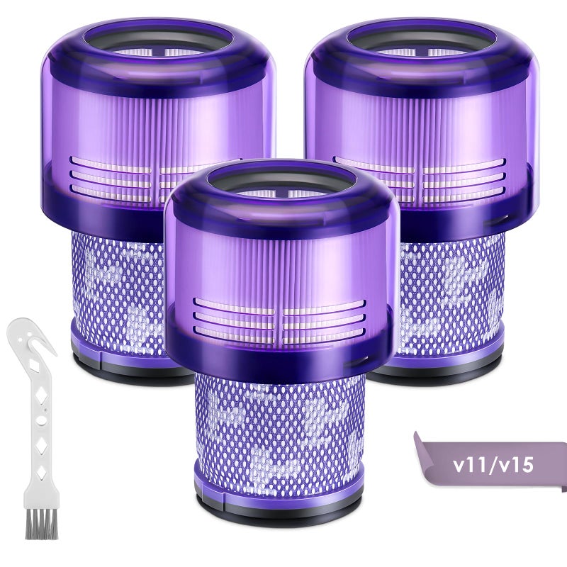 عبوة 3 فلاتر بديلة لجهاز Dyson V11 اللاسلكي V11 Animal V11 Torque Drive V11 Complete V11 Extra V15 Detect V15s Detect Submarine استبدال الجزء 97001302 97001303