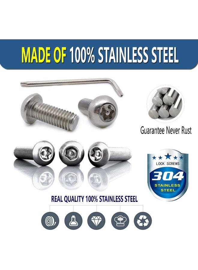 ZXFOOG License Plate Screws Anti Theft- 8 PC Button Head Torx M6 3/4" Stainless Steel Tamper Proof Machine Car Tag Bolt for License Plate Frame Holder, Security Fastener Hardware and Black Caps - Image 2