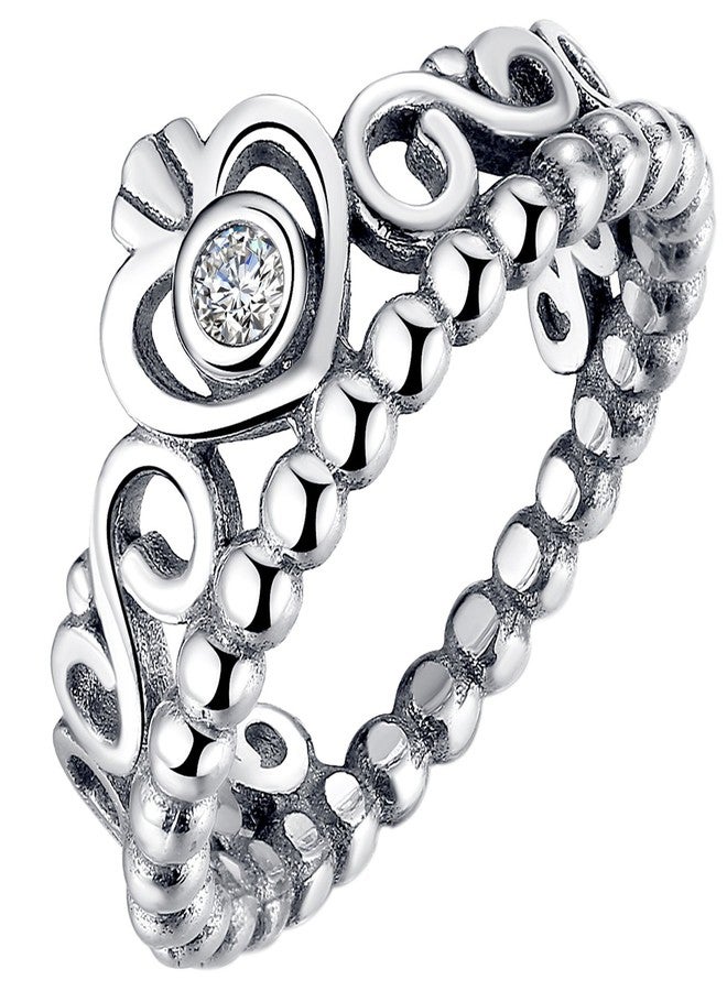 Presentski Simple Fashion 925 Sterling Silver Crown Princess Diamond Ring for Wedding Jewelry - Image 1
