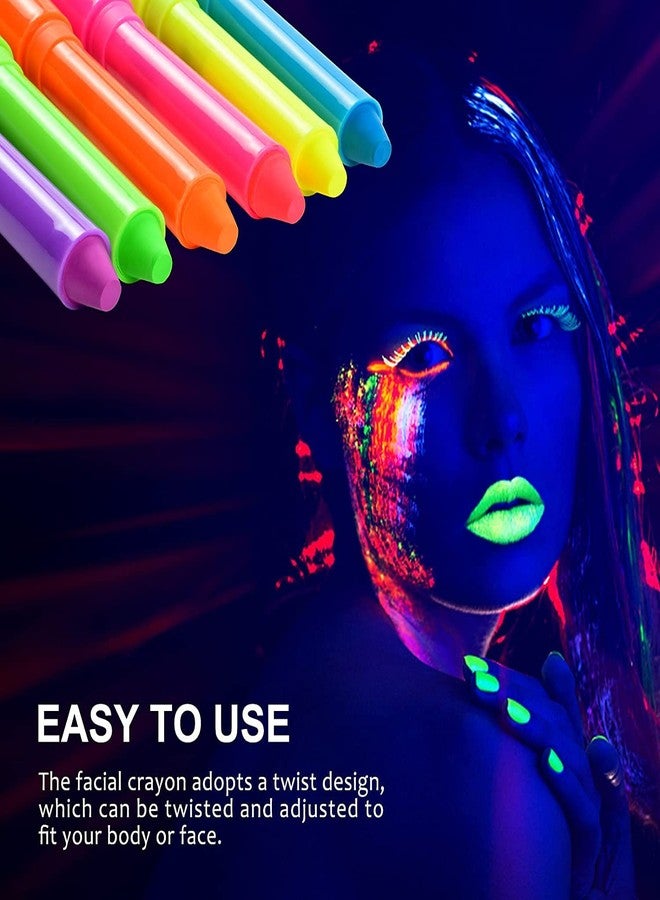 Ausbond 6 Pcs Glow in The Light Body Face Paint, Face Painting Kit, UV Crayon Kit Fluorescent Body Paints for Adults for Birthday Party Halloween Masquerade Makeup Outdoor - Image 3