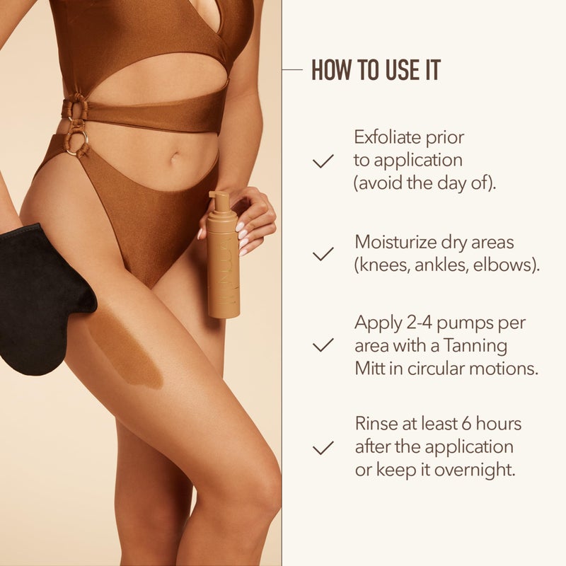 Nuda Canada Nuda Self Tanning Mousse | Lightweight Sunless Tanning Lotion | Cruelty Free Body Self Tanner Mousse with Natural Ingredients | Bronzing Lotion at Home (190mL, Dark) - Image 4