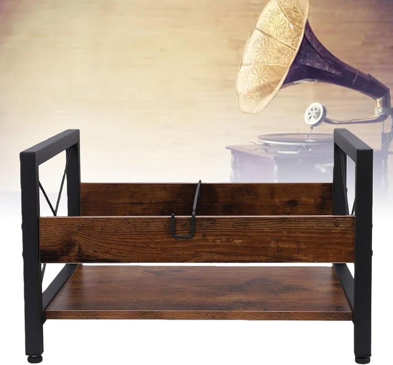 TOPINCN Large Capacity Vintage Record Holder Multi Purpose Desktop Organizer for CDs DVDs Documents Storage - Image 4