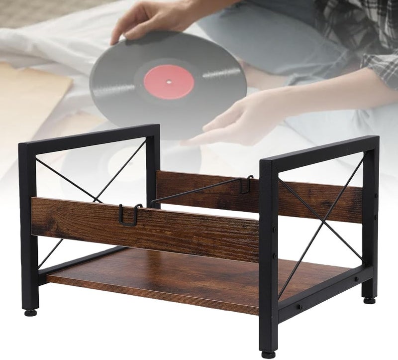 TOPINCN Large Capacity Vintage Record Holder Multi Purpose Desktop Organizer for CDs DVDs Documents Storage - Image 5