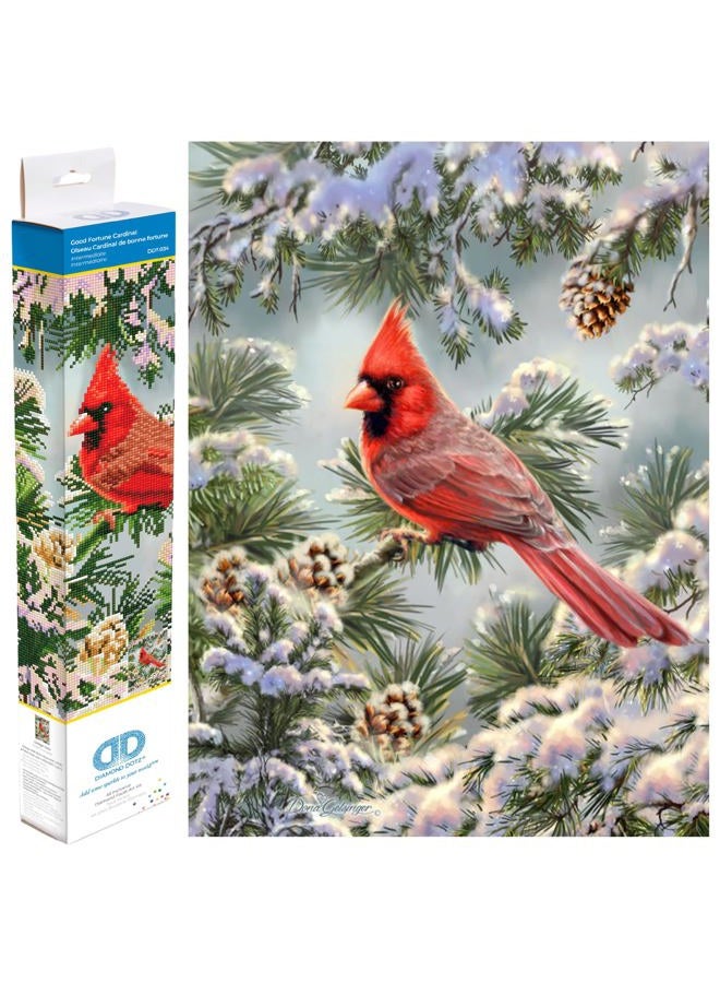 Diamond Dotz ® - Good Fortune Cardinal, Partial Drill, Round Dotz, Diamond Painting Kits, Diamond Art Kits for Adults, Gem Art, Diamond Art, Diamond Dotz Kits, 17.9"x14" - Image 1