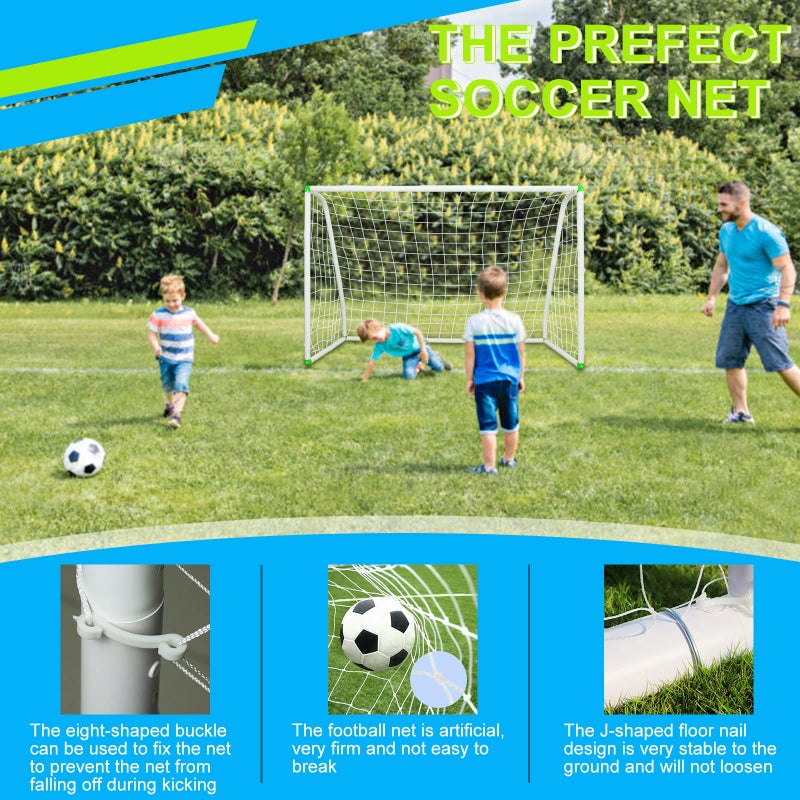 BIGOU 6'X4' Soccer Goal for Backyard Kids Portable Soccer Net with High-Strength Nets, Ground Stakes, Eight-Shaped Clasp, Strong PVC Frame & Weather Resistance Excellent Soccer Field Equipment - Image 3