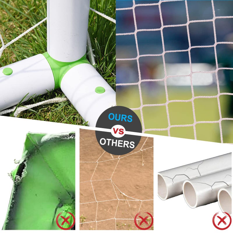 BIGOU 6'X4' Soccer Goal for Backyard Kids Portable Soccer Net with High-Strength Nets, Ground Stakes, Eight-Shaped Clasp, Strong PVC Frame & Weather Resistance Excellent Soccer Field Equipment - Image 2