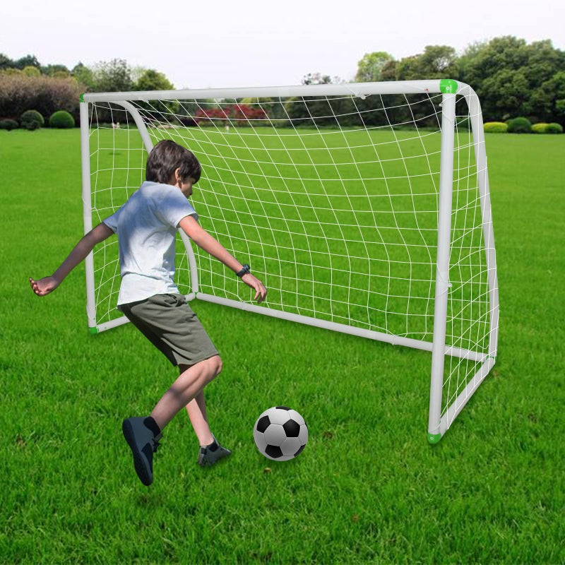 BIGOU 6'X4' Soccer Goal for Backyard Kids Portable Soccer Net with High-Strength Nets, Ground Stakes, Eight-Shaped Clasp, Strong PVC Frame & Weather Resistance Excellent Soccer Field Equipment - Image 1