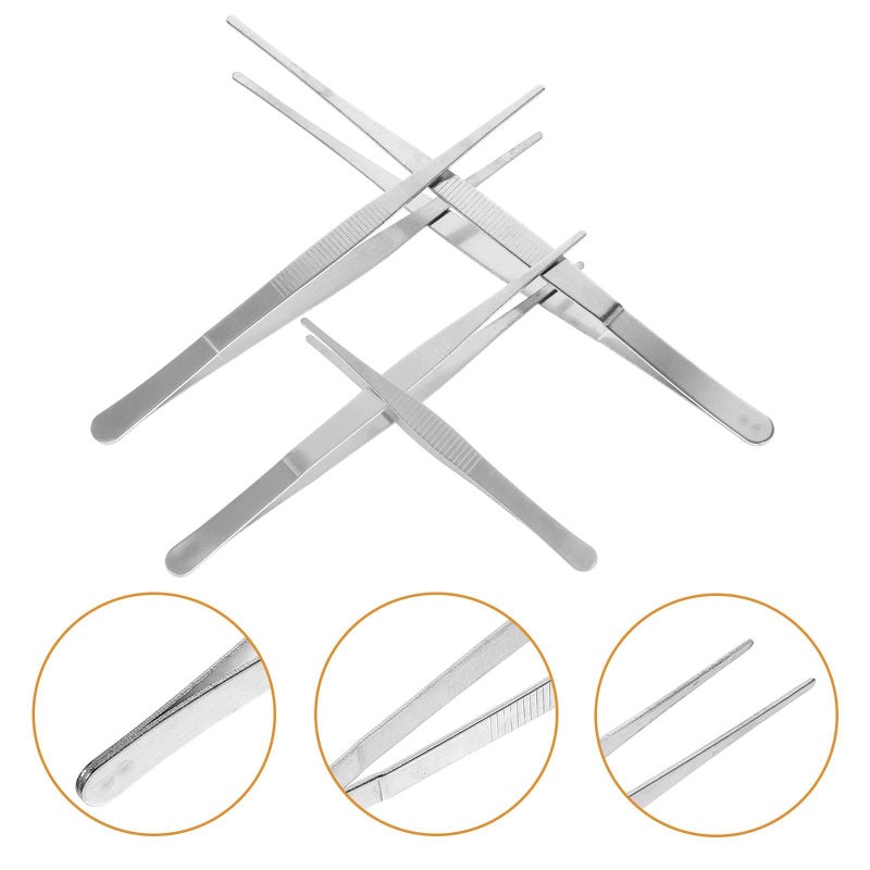 4 Piece Stainless Steel Gardening Tweezers Set Serrated Tips Succulent Bonsai Care 12Cm 18Cm 20Cm 25Cm - Image 4