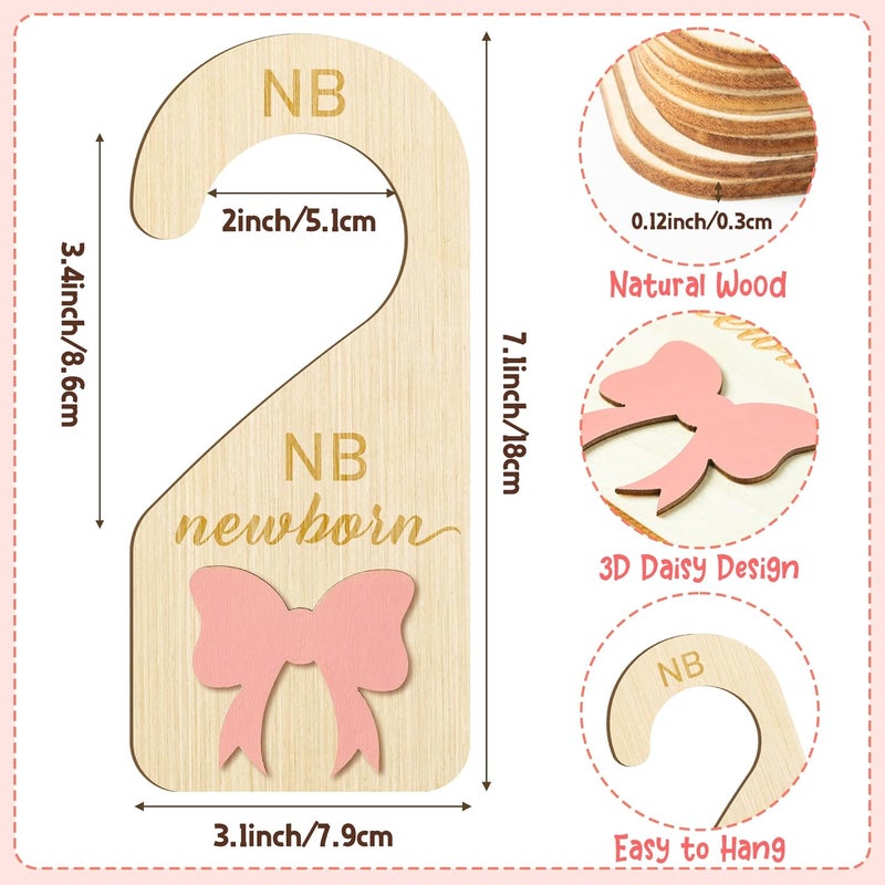 R HORSE Wooden Baby Closet Dividers  8Pcs 3D Coquette Pink Bow Baby Closet Organizer DoubleSided Newborn Clothes Size Hanger Dividers Nursery Birthday Gift for Boy Girl 024 Months - Image 3