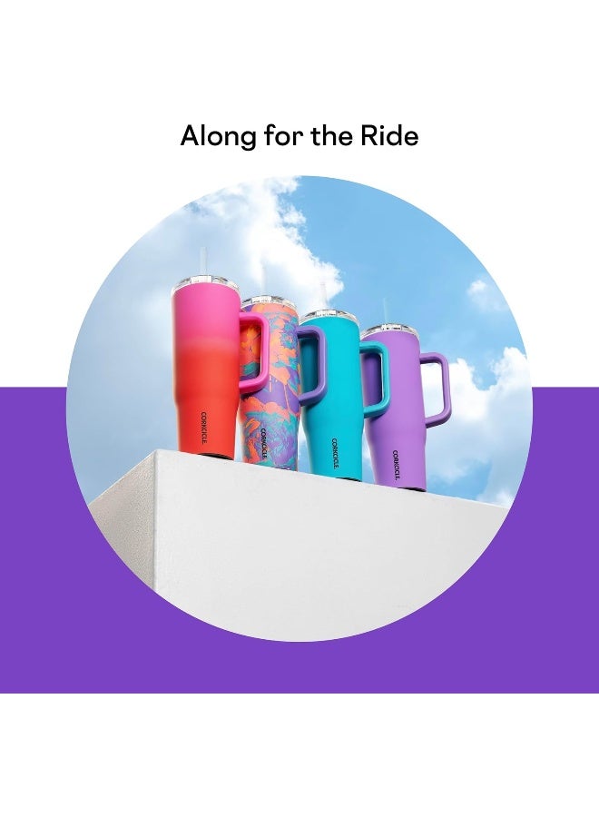 Corkcicle Cruiser Insulated Tumbler with Handle and Straw, Super Bloom, 40 oz - Image 3