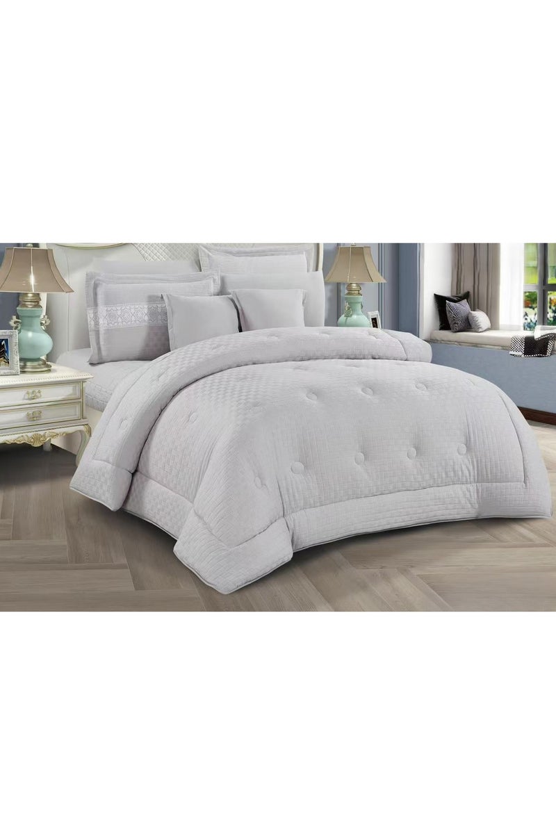 لوفيرا طقم مفرش نفرين ملكي لحاف قماش متين وناعم ونقشة عصرية 8 قطع مقاس 240*260 سم