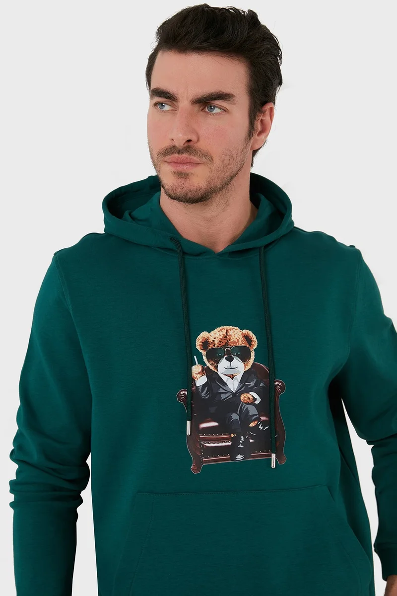 Exxe Cotton Printed Kangaroo Pocket Hooded Sweat Men's Sweat 6141005