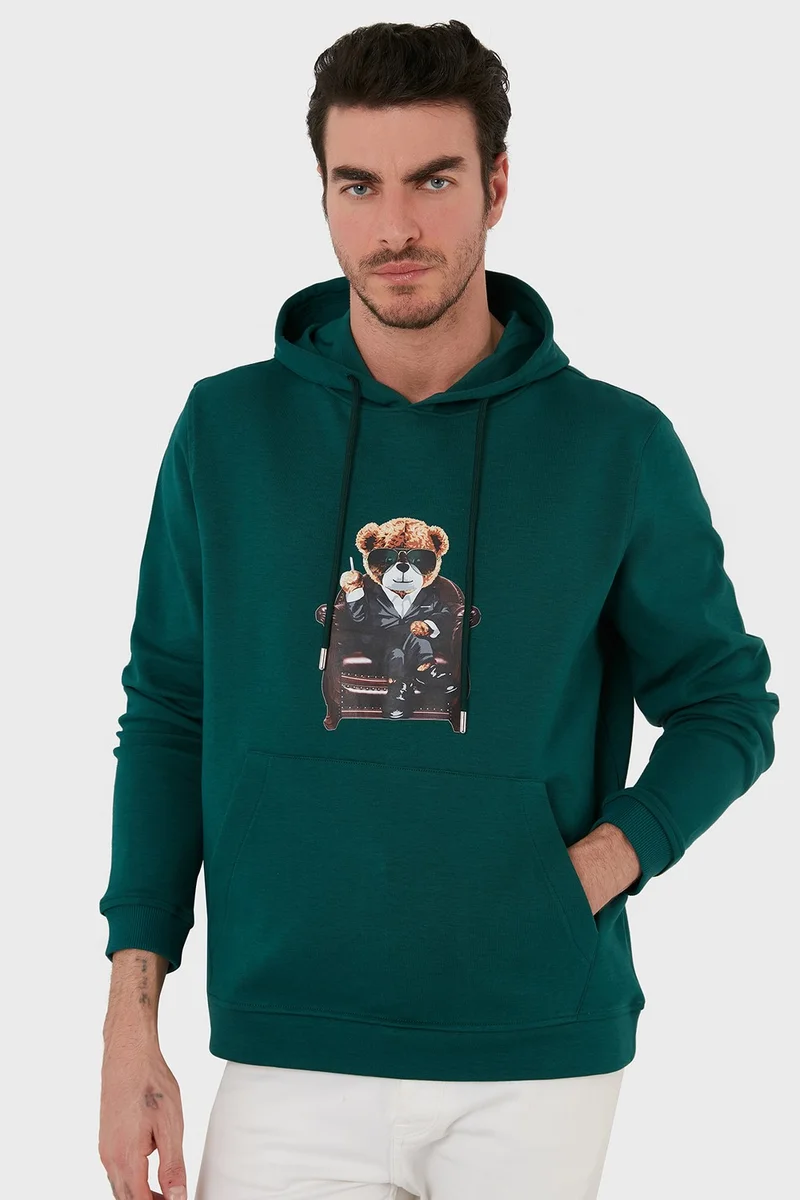 Exxe Cotton Printed Kangaroo Pocket Hooded Sweat Men's Sweat 6141005