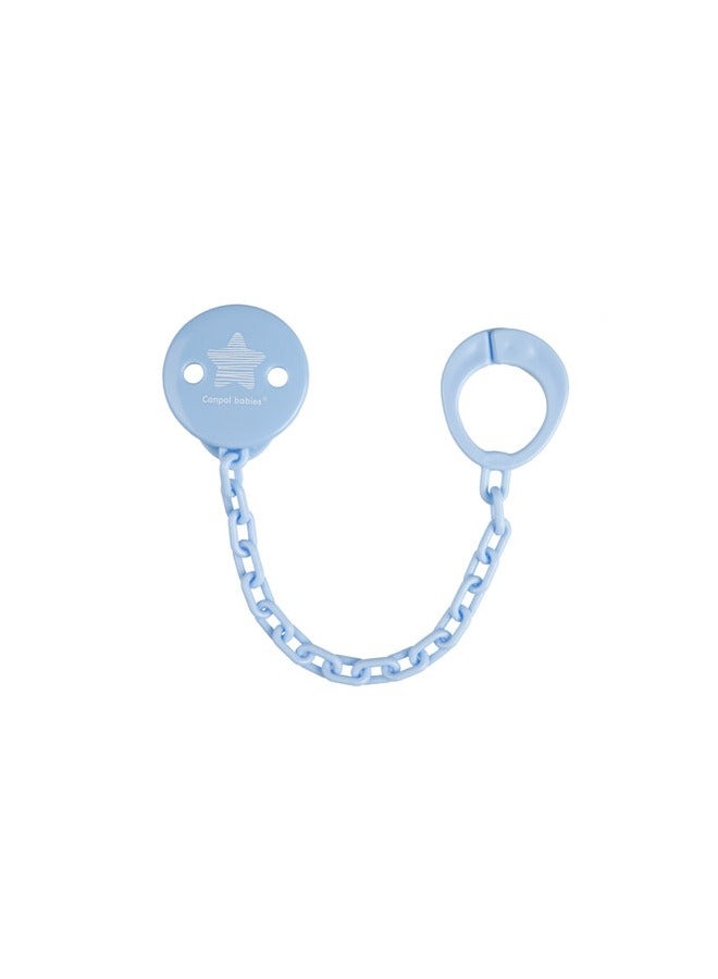 Canpol Babies Soother Holder | 0m+ | Pacifier Clip with Chain | Prevents Pacifier Loss | BPA Free | Blue - Image 3