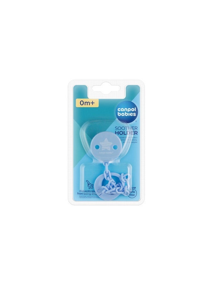 Canpol Babies Soother Holder | 0m+ | Pacifier Clip with Chain | Prevents Pacifier Loss | BPA Free | Blue - Image 2