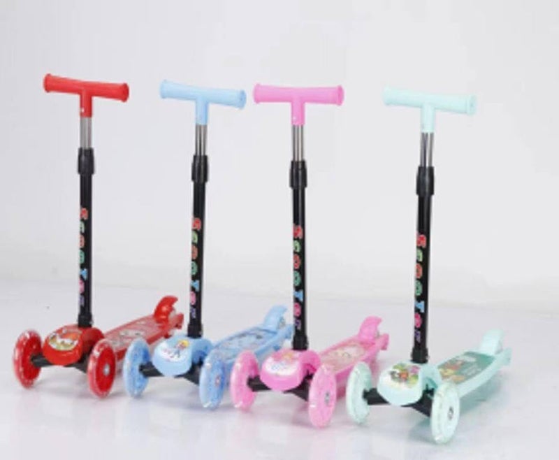 Three-wheeled children's scooters are suitable for ages 2-6 years. These scooters come in various colors and typically feature LED light-up wheels.