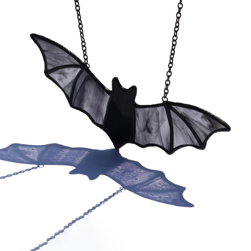 HAOSUM Bat Stained Glass Window Hanging Suncatcher for WindowHalloween Bat Decoration 7130 inch