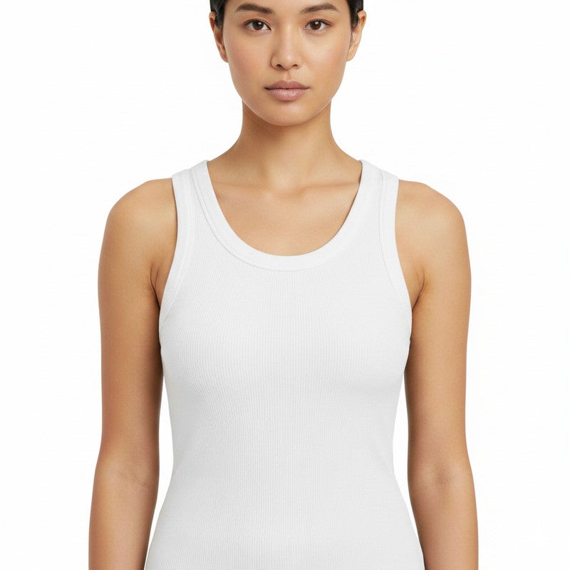 JOANNA Women Tank Top Ribbed Scoop Neck Slim Fit Casual Daily Wear Sleeveless Basic Essential Layering Piece Apparel Top - Image 1