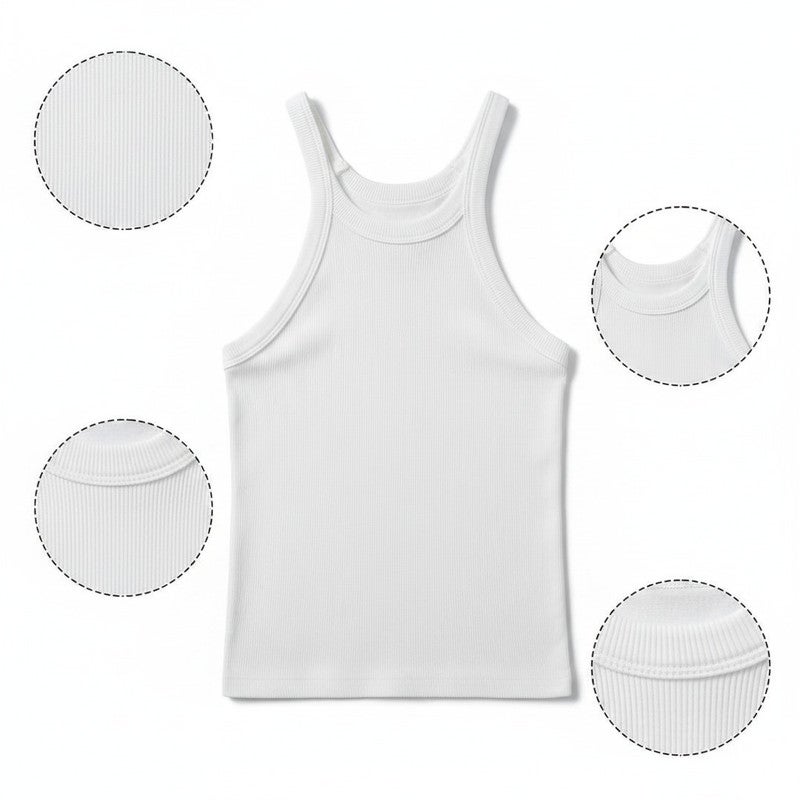 JOANNA Women Tank Top Ribbed Scoop Neck Slim Fit Casual Daily Wear Sleeveless Basic Essential Layering Piece Apparel Top - Image 5