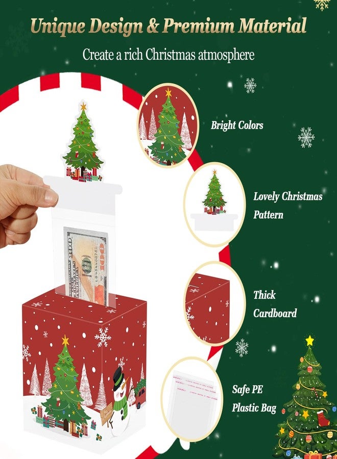 MoKo Christmas Money Box for Cash Gift Pull, 6 Pack Surprise Money Gift Box for Kids Adults with 160 Pcs Transparent Bags, A Fun Way to Give Cash to Girls and Boys, Christmas Decor Ideas, Red and Blue - Image 3